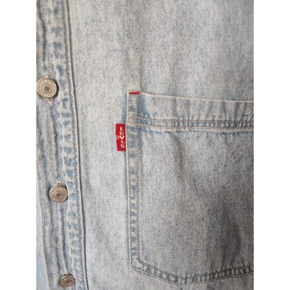 Levi's Men's L Solid Blue Denim Button-Up Shirt Long Sleeve Pockets - Picture 2 of 15